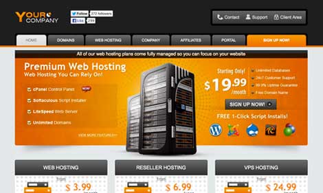 slick host whmcs template preview