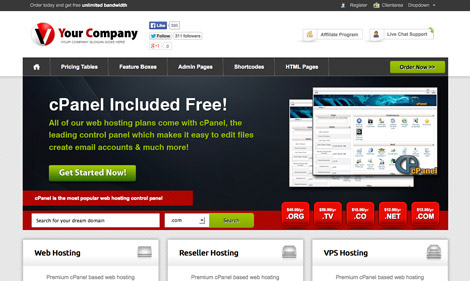 responsive wordpress web hosting theme preview